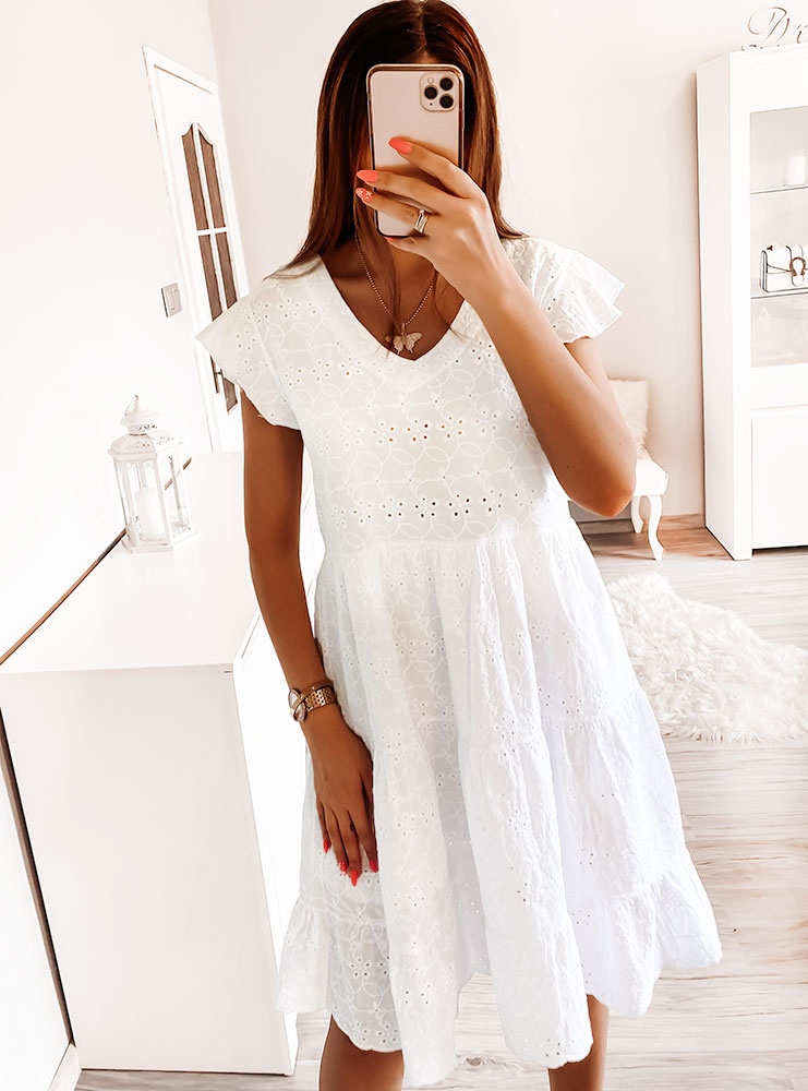 Biała ażurkowa sukienka Giza
