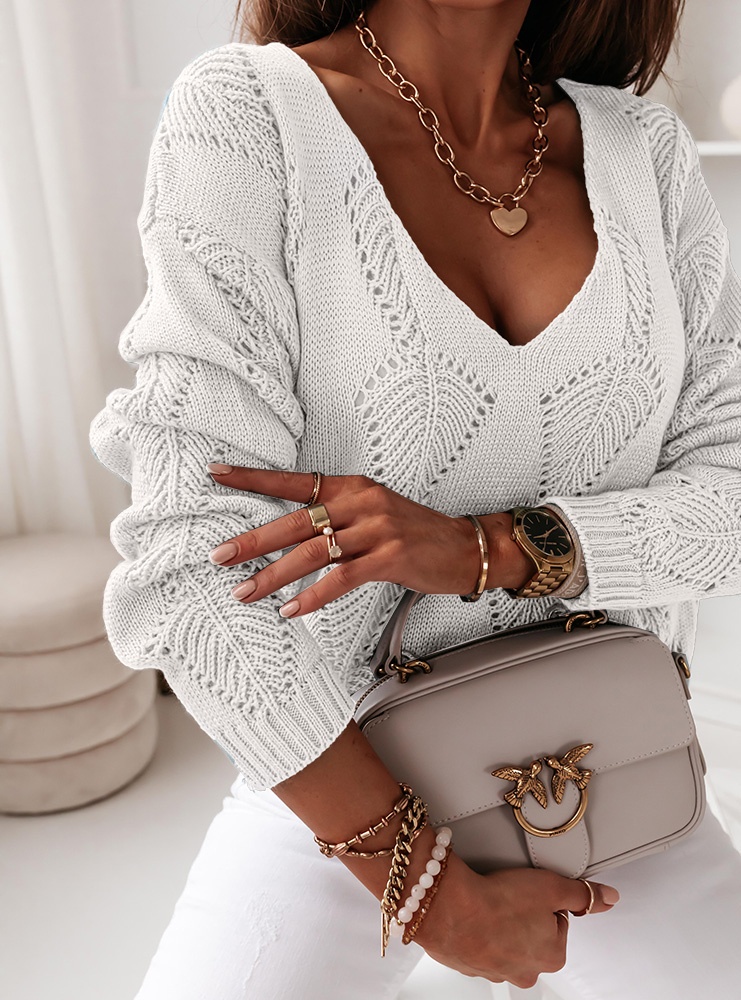 Biały ażurkowy sweterek Kendra