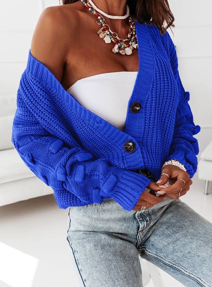 Sweterek z ozdobnymi rękawami Marikaa - monaco blue