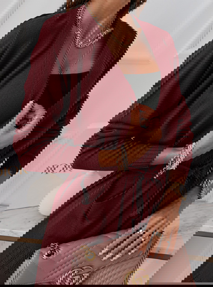 Bordowy kardigan narzutka bez guzików...