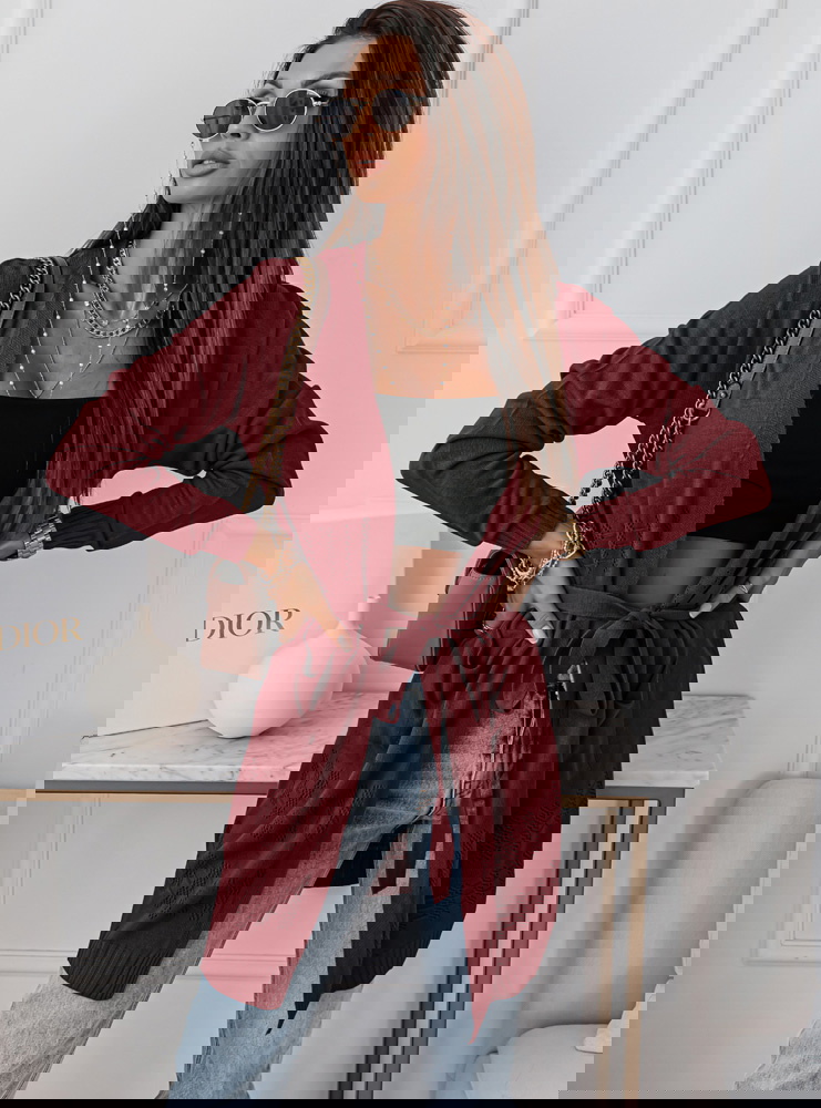 Bordowy kardigan narzutka bez guzików...