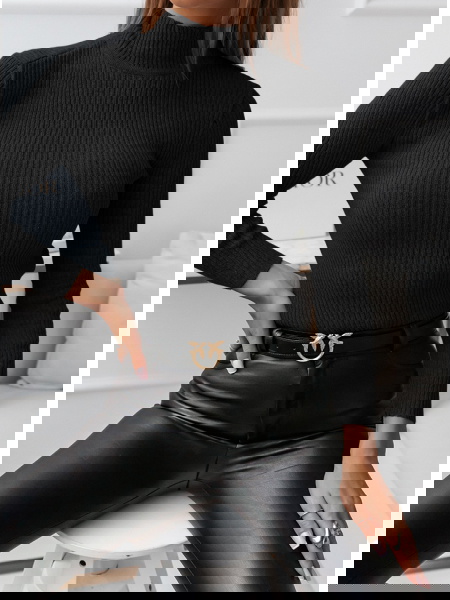 Czarny sweter prążkowany z... 2