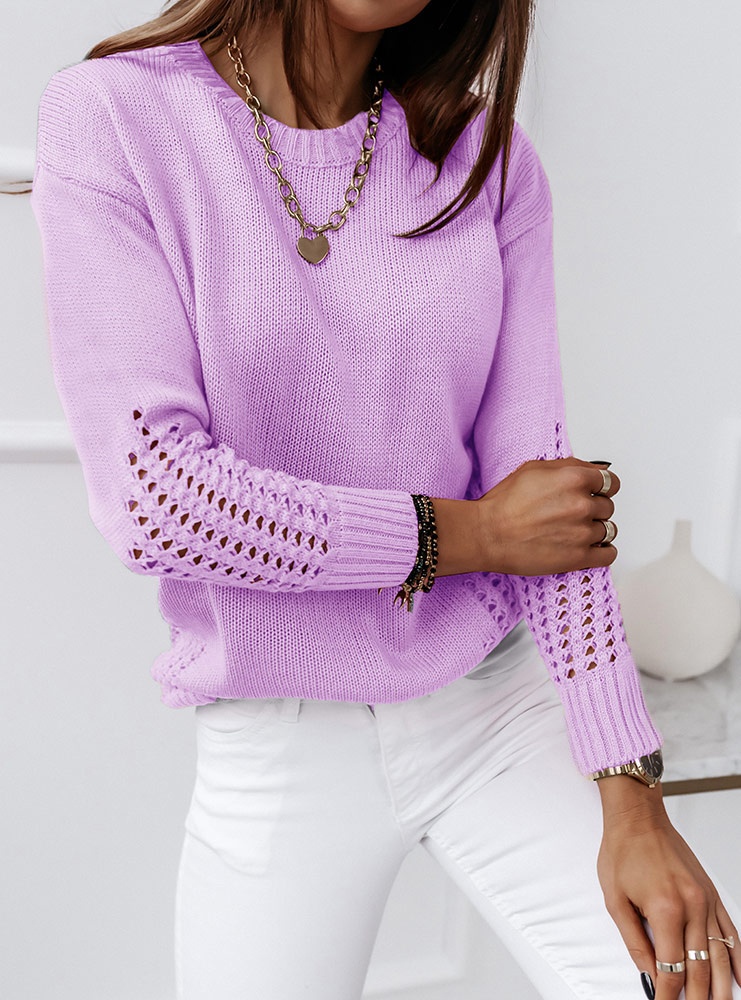 Liliowy ażurkowy sweterek Midheta