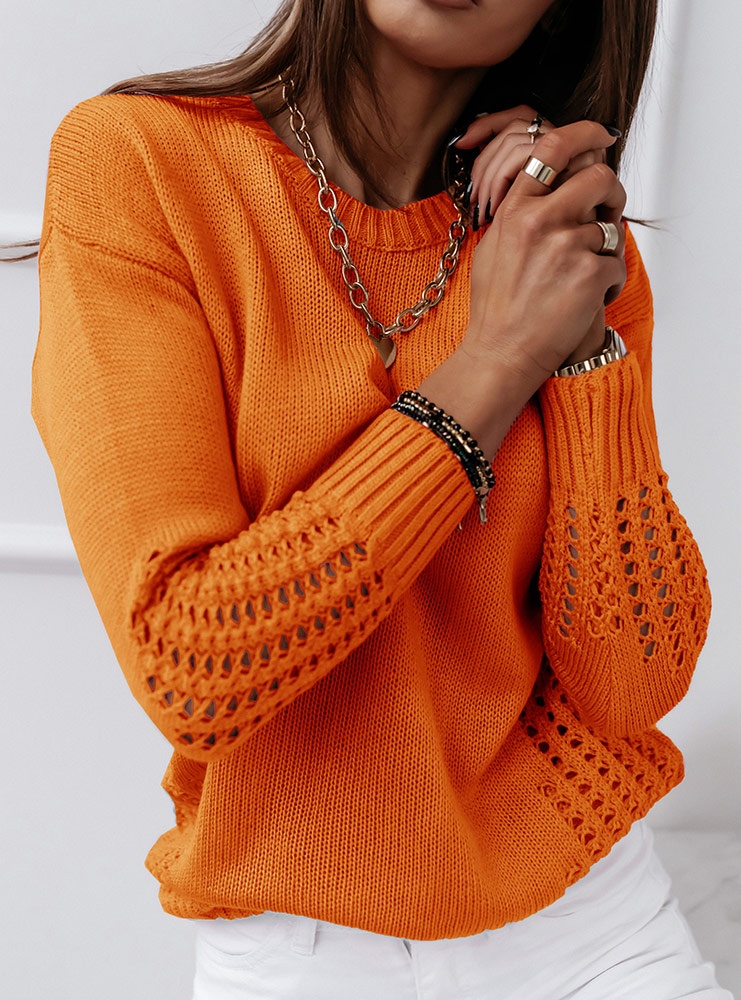 Pomarańczowy ażurkowy sweterek Midheta