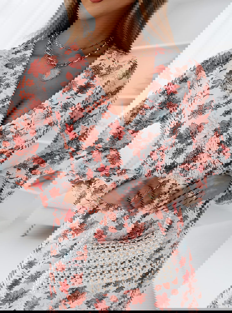 Biała sukienka w kwiatki Gossia