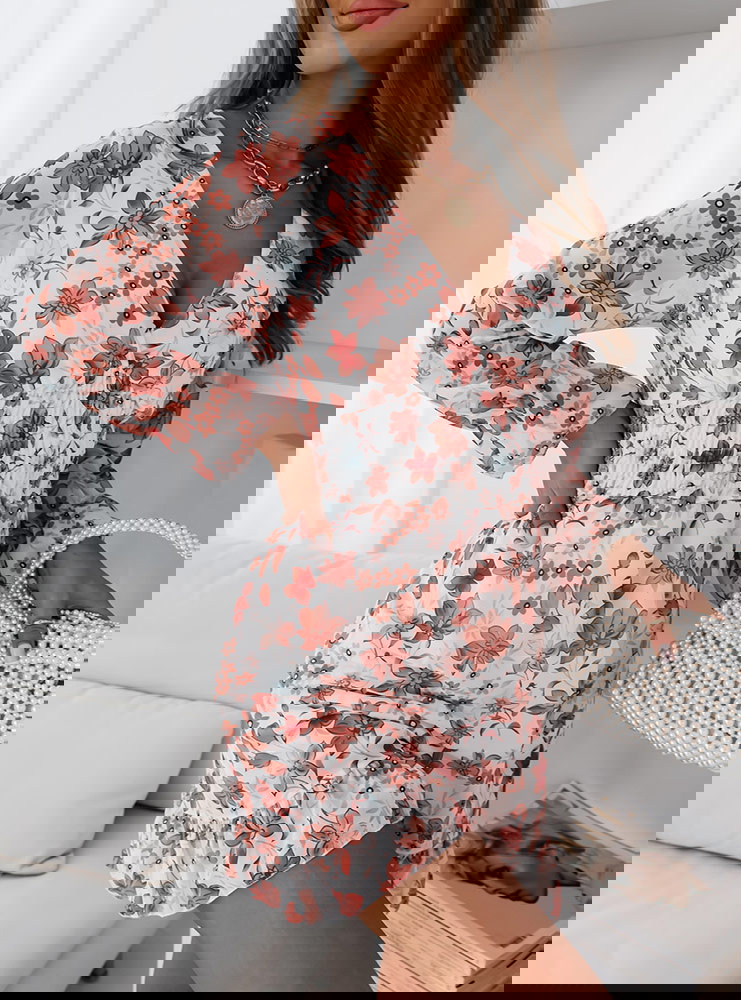 Biała sukienka w kwiatki Gossia