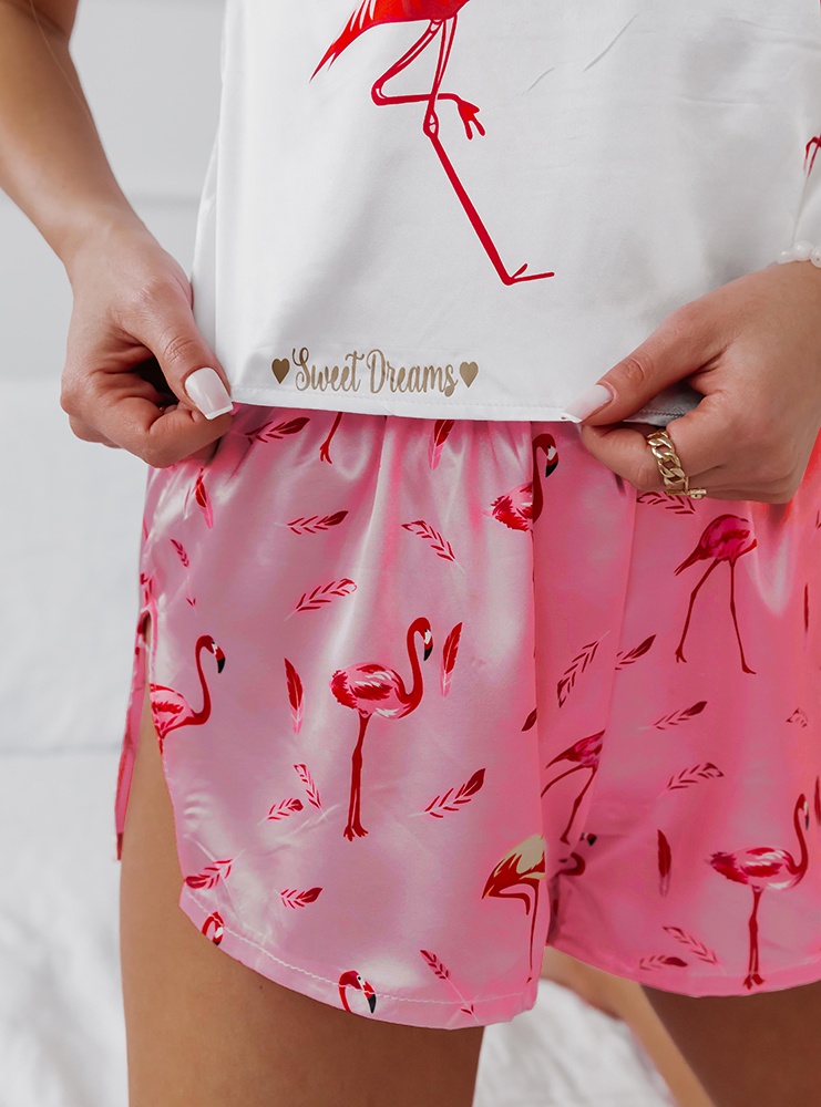 Różowa piżama we flamingi  top i...