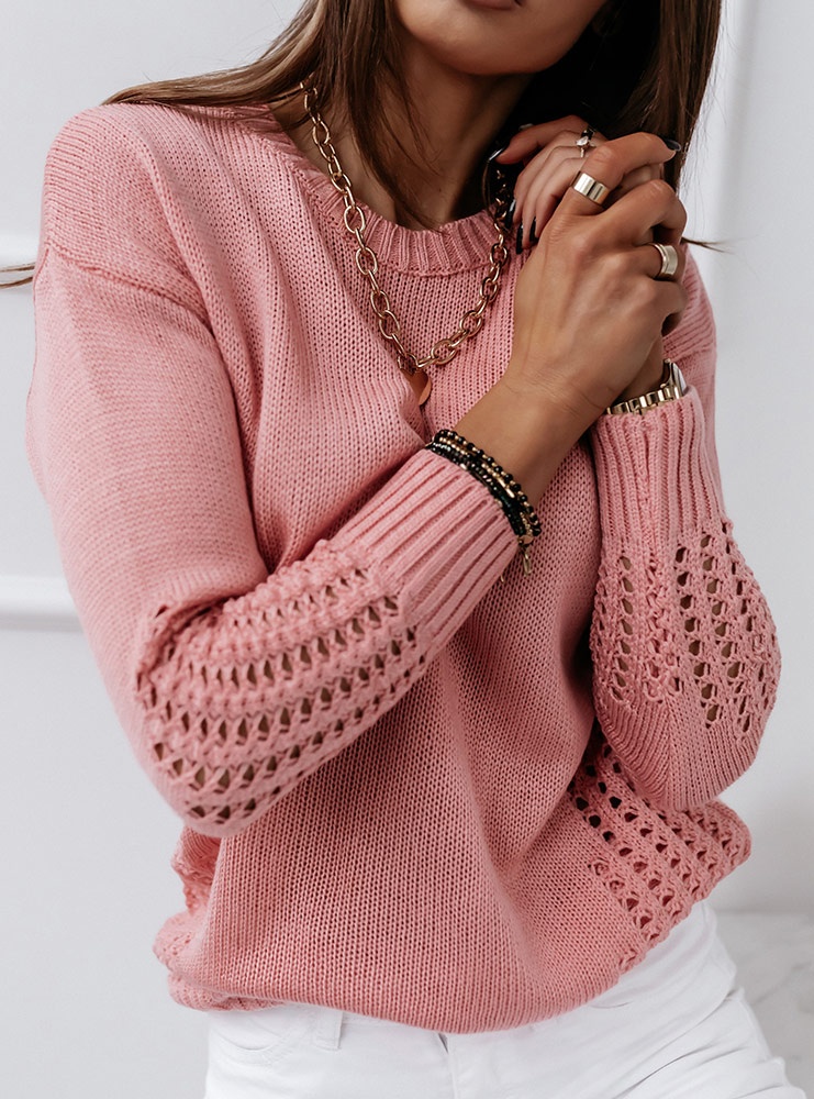 Brzoskwiniowy ażurkowy sweterek Midheta