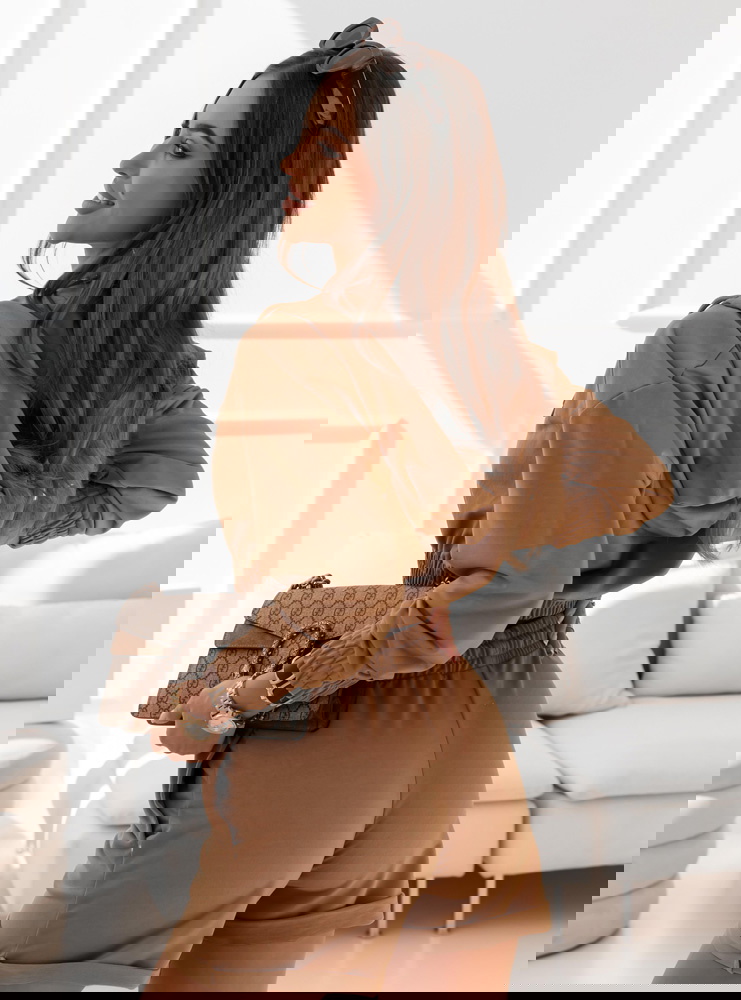 Karmelowy komplet dresowy bluza +...