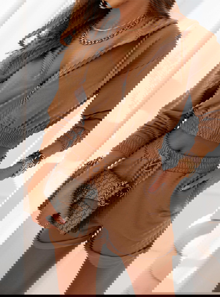 Karmelowy komplet dresowy bluza +...