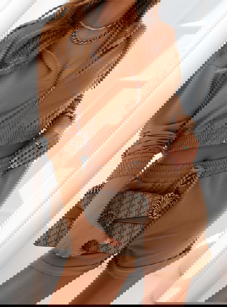 Karmelowy komplet dresowy bluza +...