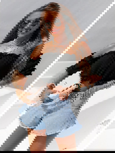 Czarna bluzka hiszpanka z... 2