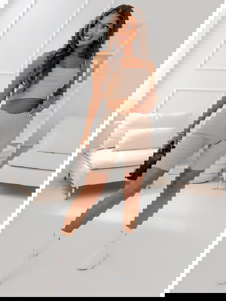 Beżowy prążkowany komplet... 2