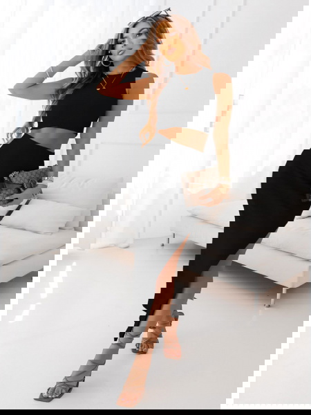 Czarny prążkowany komplet... 2