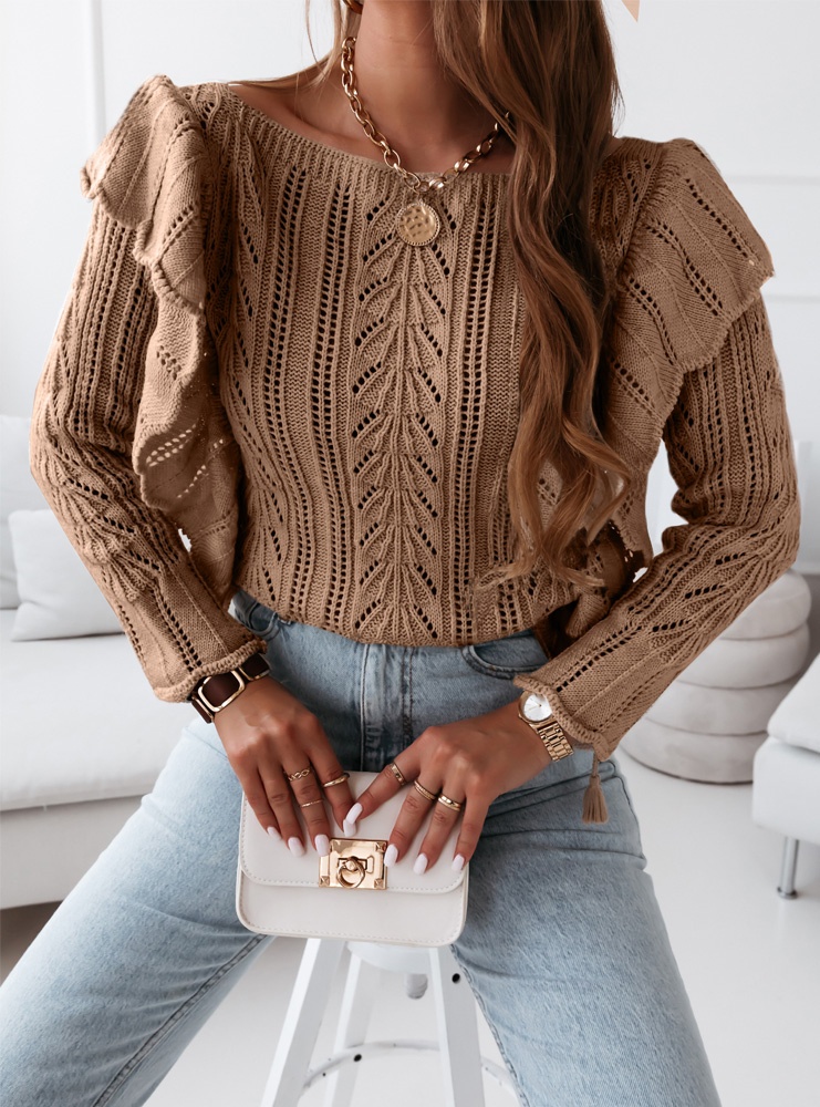 Ażurkowy sweter Zaritta - odcienie brązu