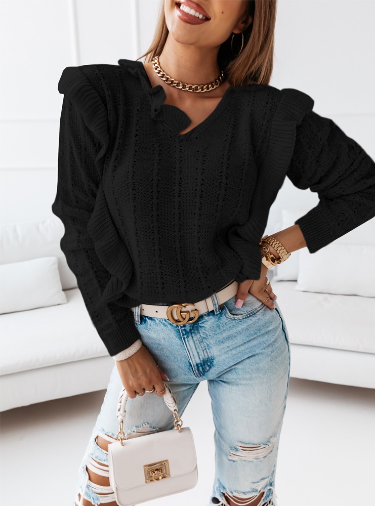 Czarny ażurkowy sweter Paliaa