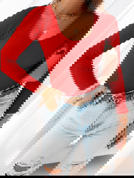 Malinowa prążkowana bluzka... 2