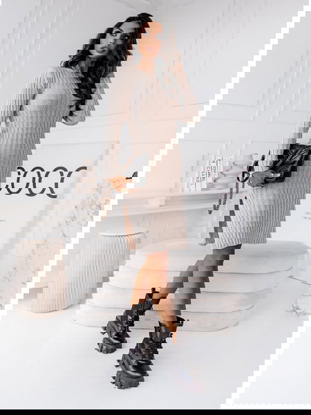 Beżowa sweterkowa sukienka... 2