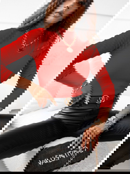 Malinowa prążkowana bluzka... 2