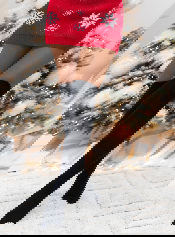 Czarne zakolanówki z kokardką Daishaa