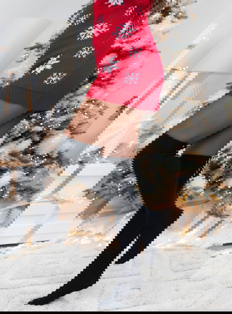 Czarne zakolanówki z kokardką Daishaa