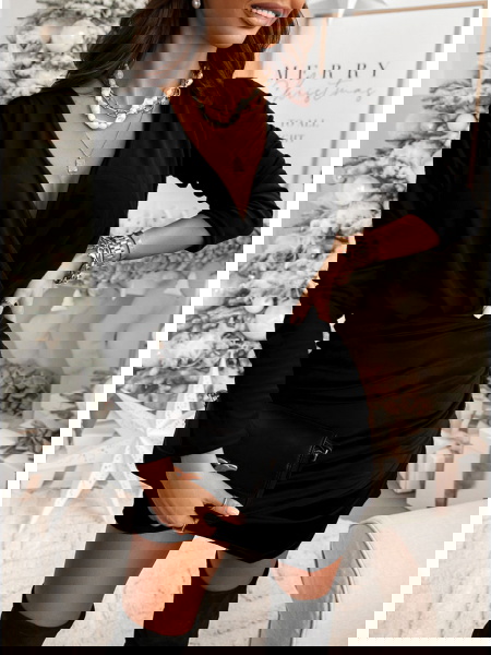 Czarna welurowa sukienka z... 2