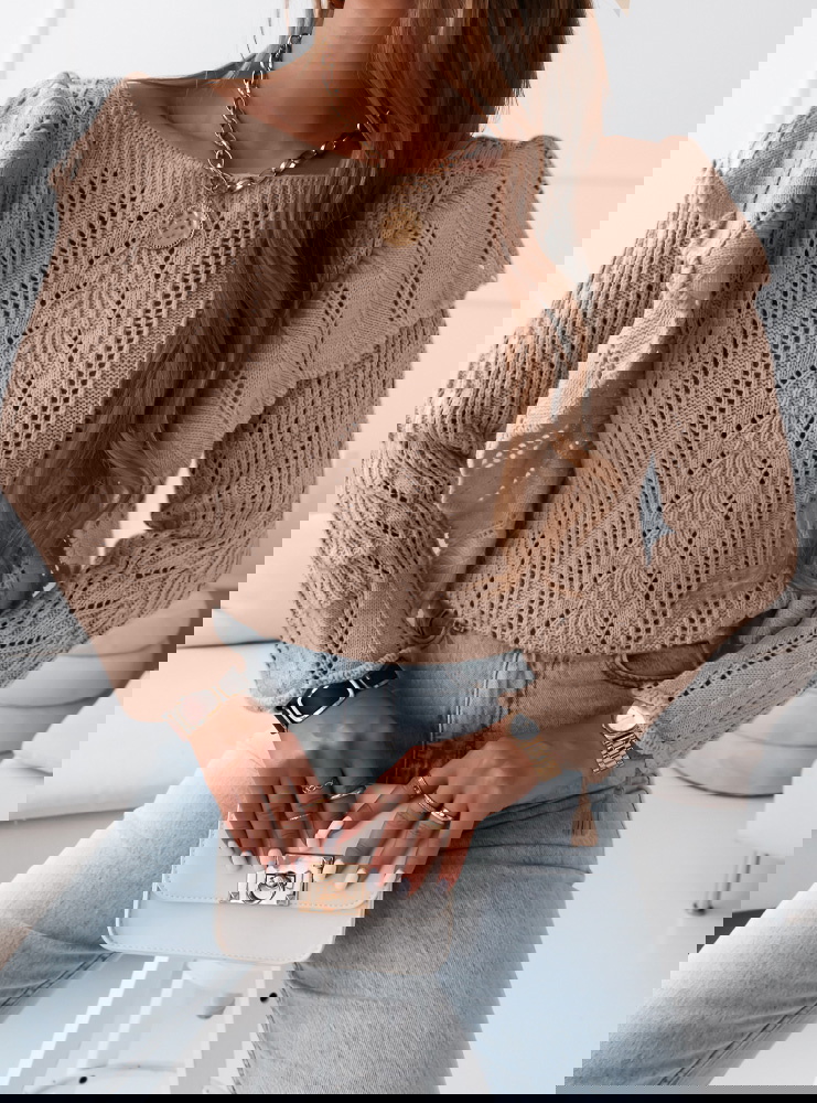 Ażurkowy sweter Zaritta - latte