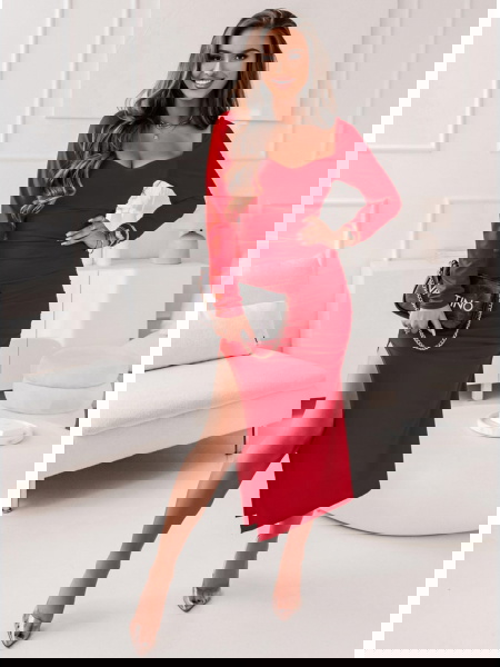 Malinowa długa sukienka z... 2