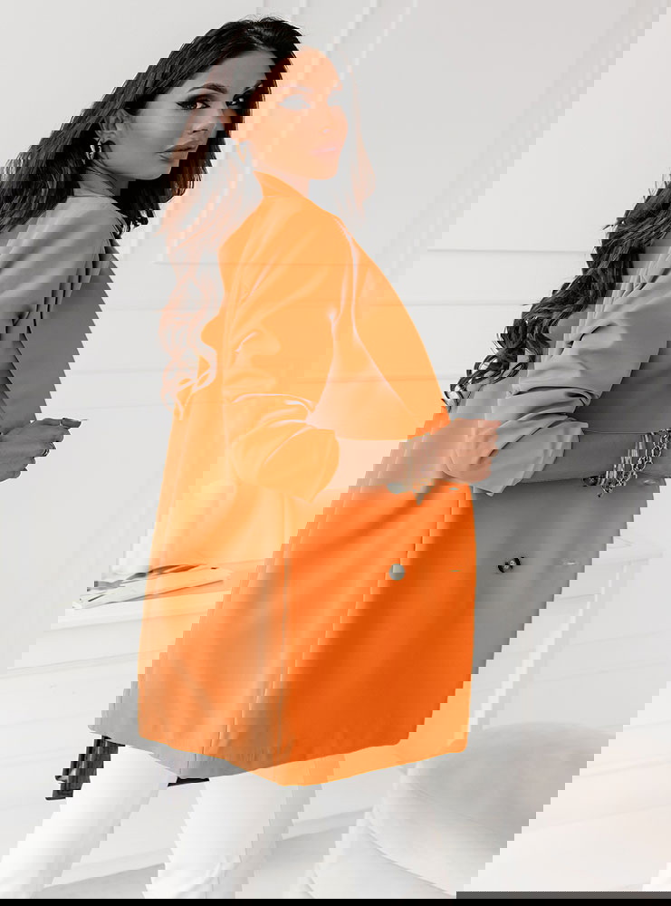 Pomarańczowa marynarka zapinana na...