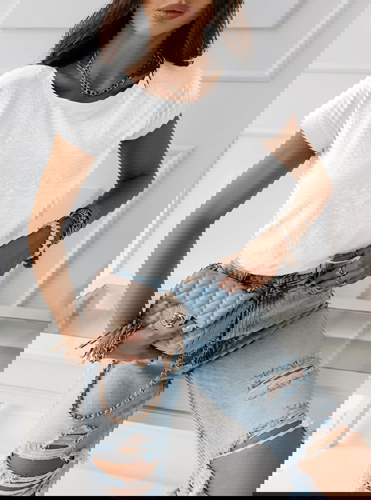 Biała koszulka na krótki rękaw Inonna