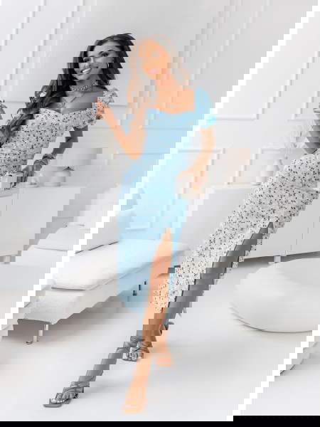 Wzorzysta sukienka midi... 2