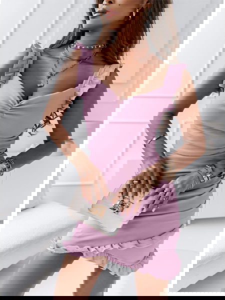 Liliowa dopasowana sukienka... 2