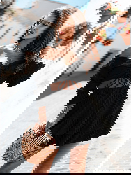 Czarny muślinowy top typu... 2