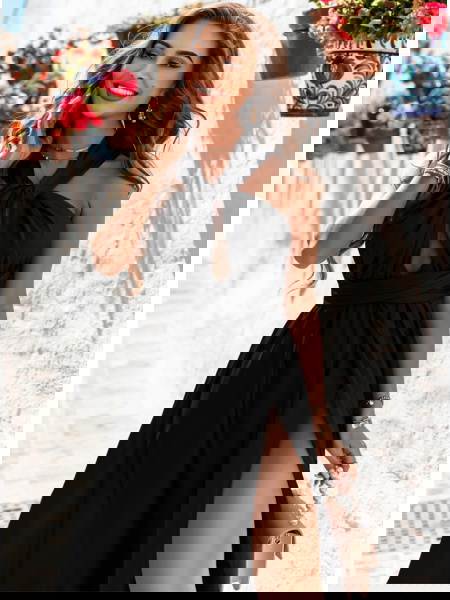 Czarna długa satynowa... 2