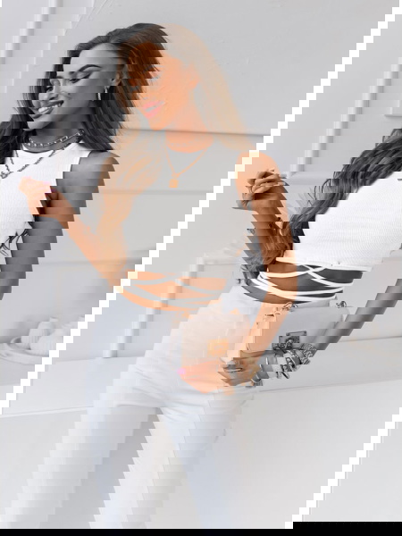 Biała bluzka crop top z... 2