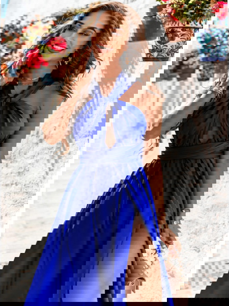 Chabrowa długa satynowa... 2