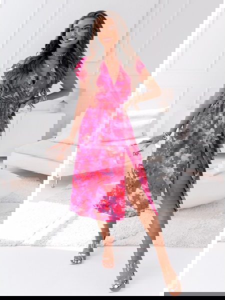 Sukienka midi w kwiatki z... 2