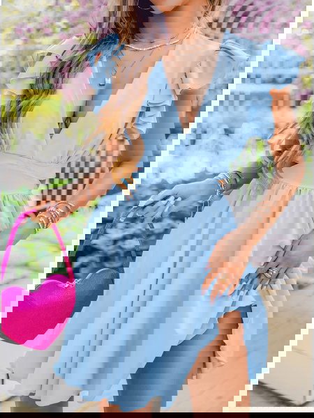 Błękitna sukienka z krótkim... 2