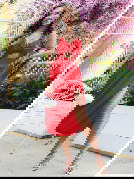 Malinowa sukienka midi z... 2