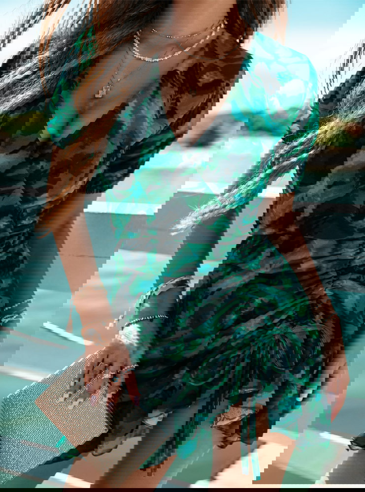 Wzorzysta dopasowana sukienka z...