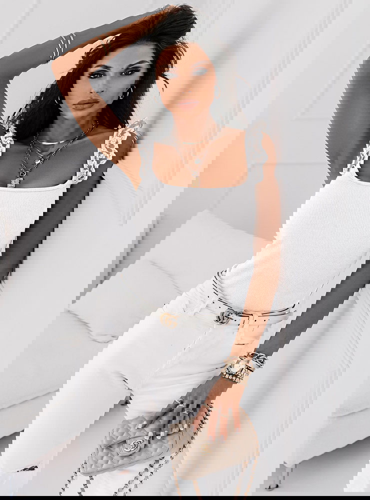 Biała prążkowana bluzka na...