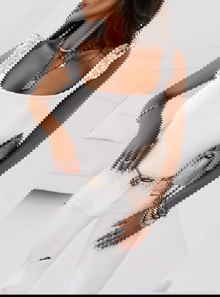 Biała prążkowana bluzka na...