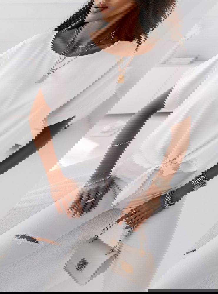 Biała bluzka z ozdobnym wiązaniem Wrkoo