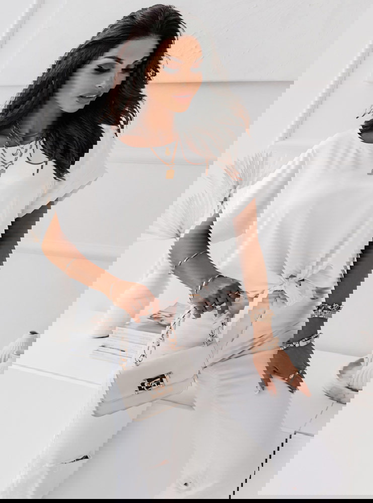 Biała bluzka z ozdobnym wiązaniem Wrkoo