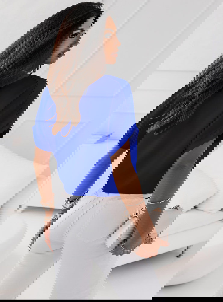 Chabrowa bluzka z ozdobnym wiązaniem...