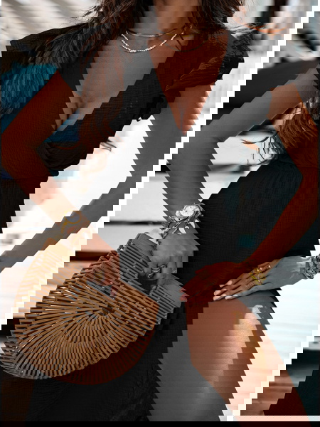 Czarna muślinowa sukienka z... 2