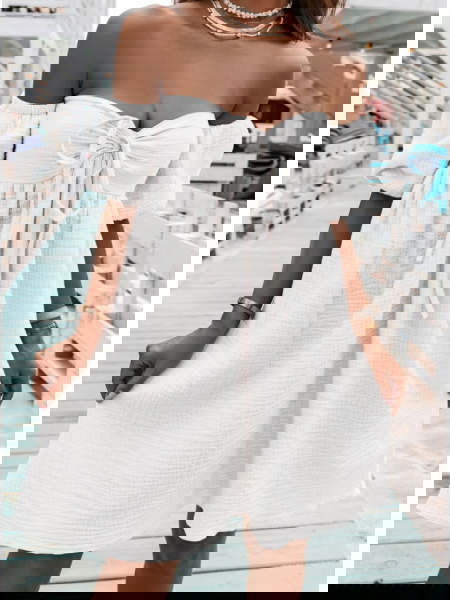 Biała muślinowa sukienka z... 2