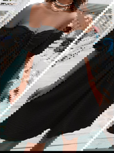 Czarna muślinowa sukienka z... 2