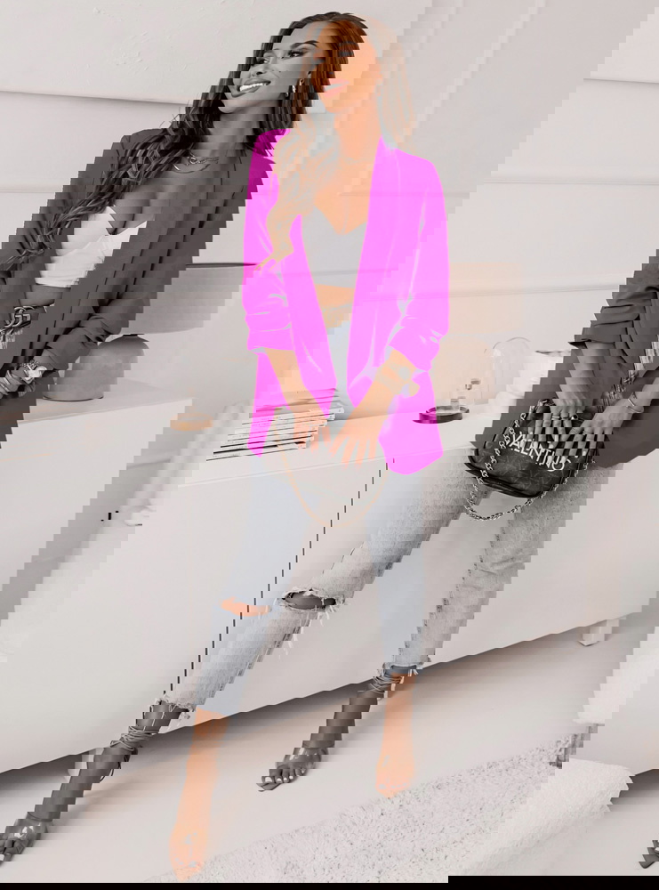 Fioletowa marynarka z marszczeniami...