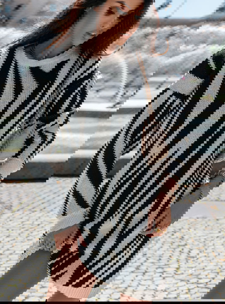 Wzorzysta swetrowa sukienka Lanise -...